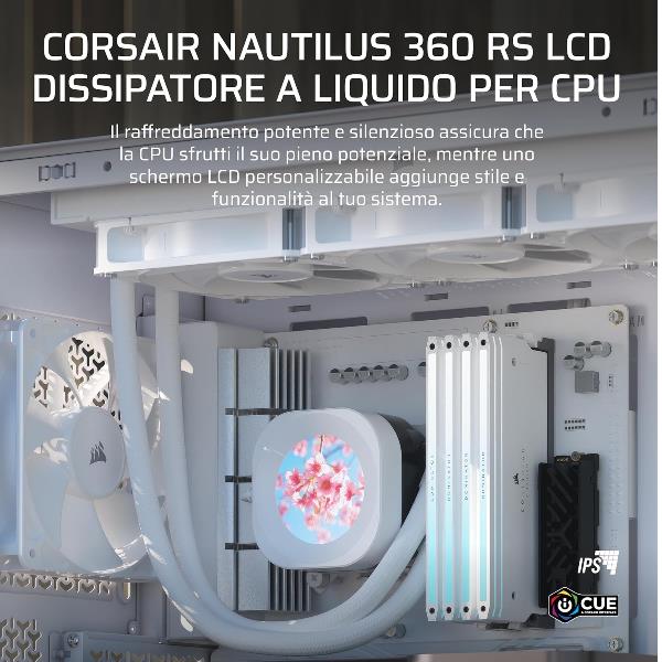 Dissipatore a Liquido Corsair Nautilus 360 RS LCD Bianco 360mm AM5/LGA1700 - immagine 4