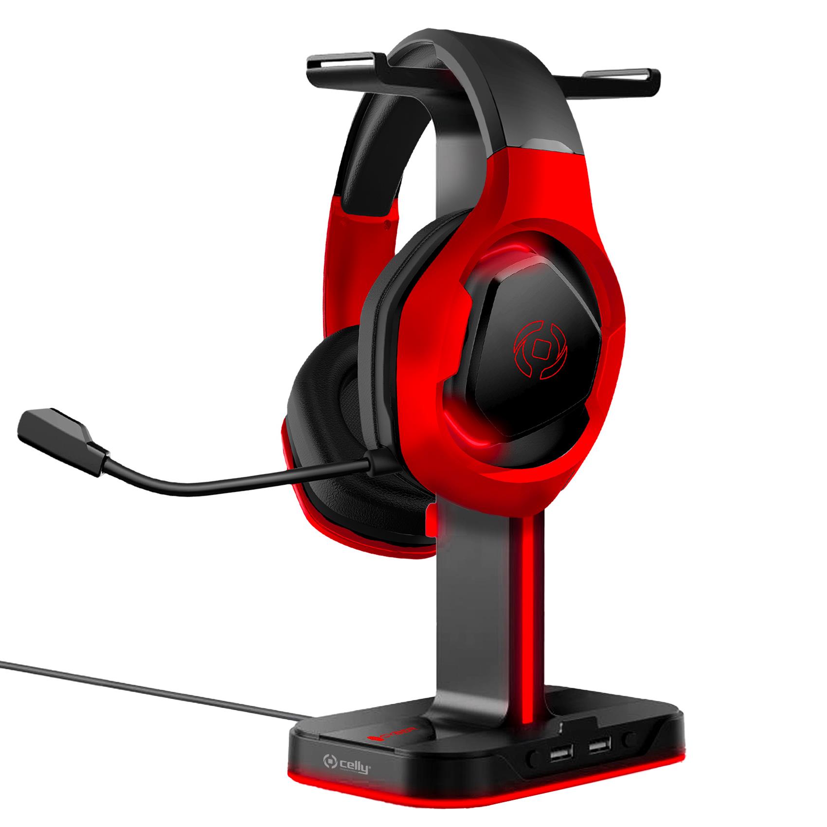 Supporto Gaming Celly Cyberstation RGB per Cuffie con Caricabatteria USB - immagine 3