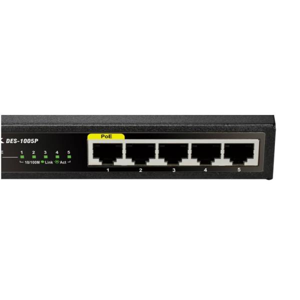Switch D-Link DES-1005P 5 Porte Fast Ethernet PoE - immagine 2
