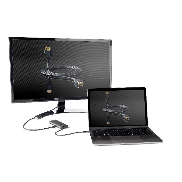 Docking Station Startech USB-C a HDMI/Mini DP 4K 60Hz Grigio Alluminio - immagine 3