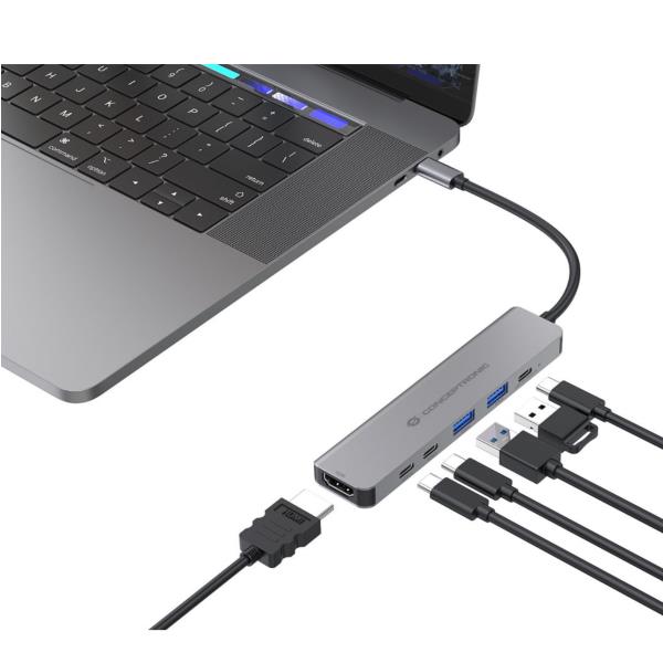 Docking Station Conceptronic 6-in-1 USB 3.2 HDMI PD 100W Grigio Alluminio - immagine 8
