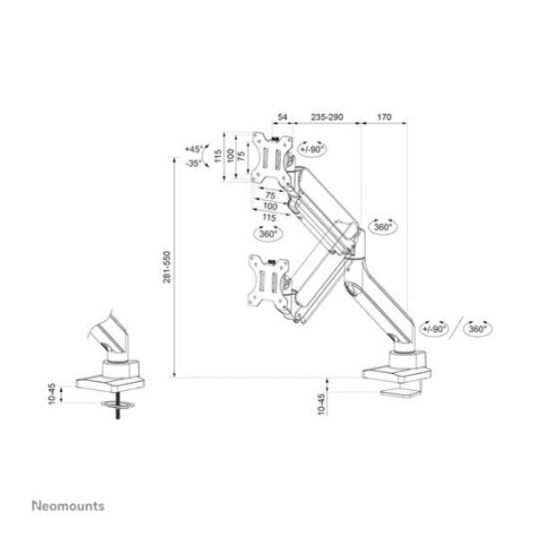 Staffa TVMonitor Neomounts DS70-450WH1 per Scrivania fino a 42 15kg - SKU: DS70-450WH1 - Immagine 3