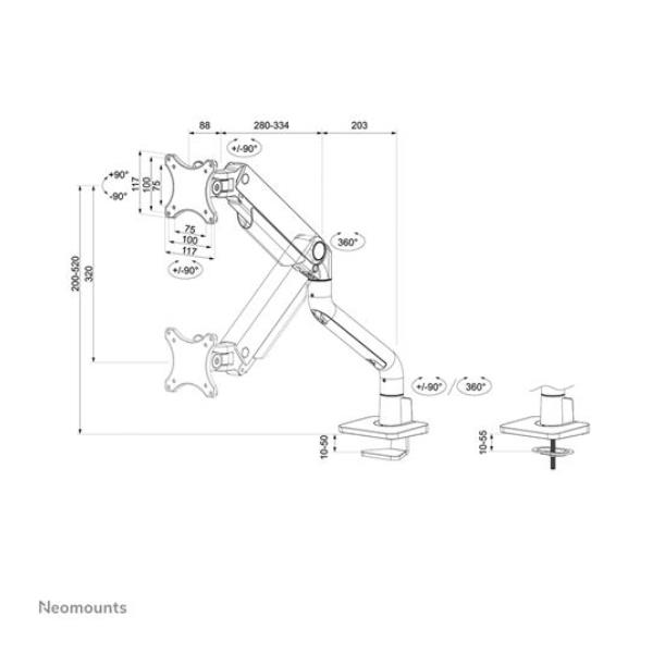 Staffa TV/Monitor Neomounts DS70S-950BL1 per Scrivania fino a 49" 18kg - immagine 6