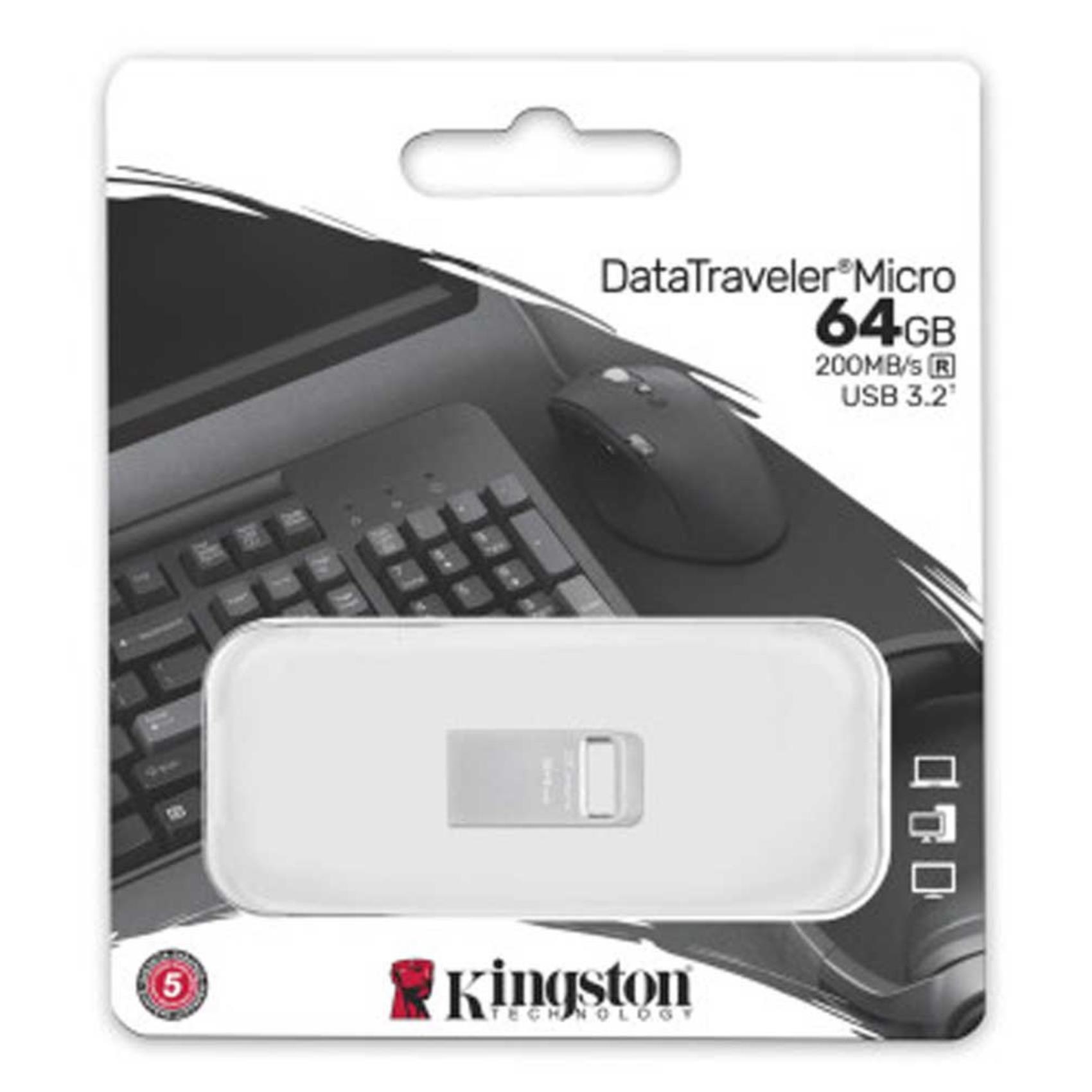 Chiavetta USB Kingston DataTraveler Micro 64GB 200MB/s USB 3.2 Argento - immagine 2