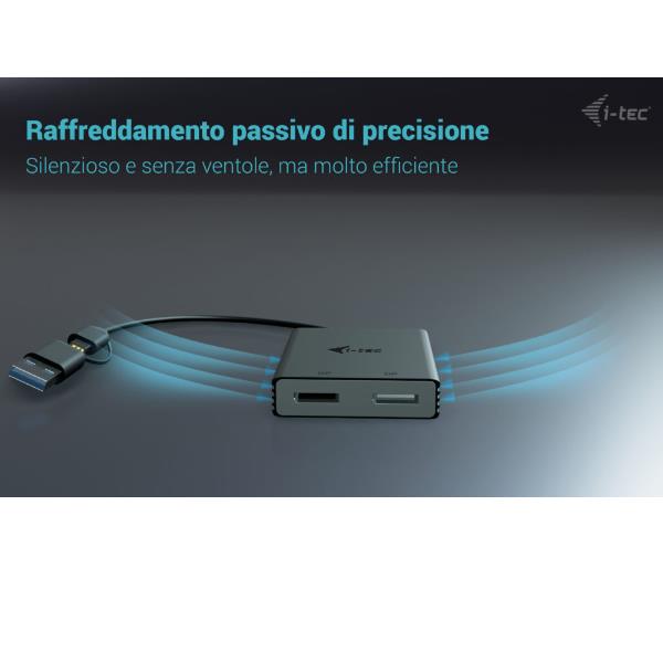 Adattatore Video I-Tec USB-C a Doppio DisplayPort 4K - immagine 3