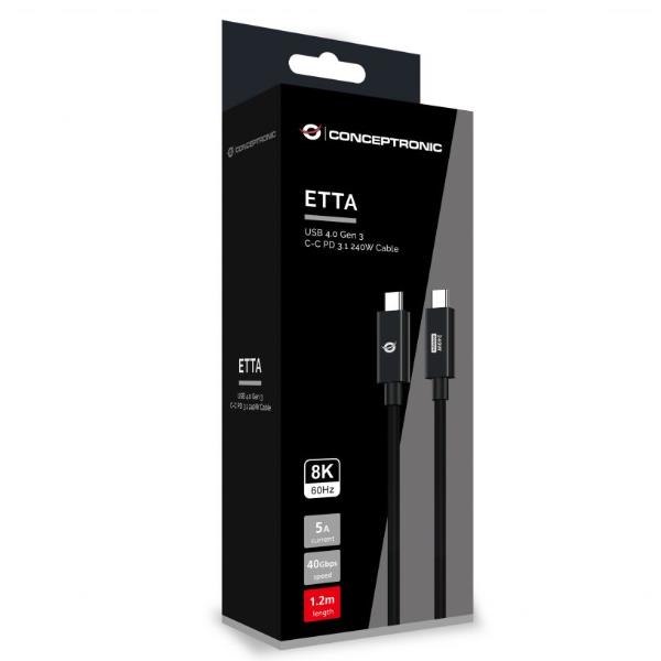 Cavo USB 4.0 Conceptronic USB-C 1.2m 240W 40Gbps PD 3.1 - immagine 4