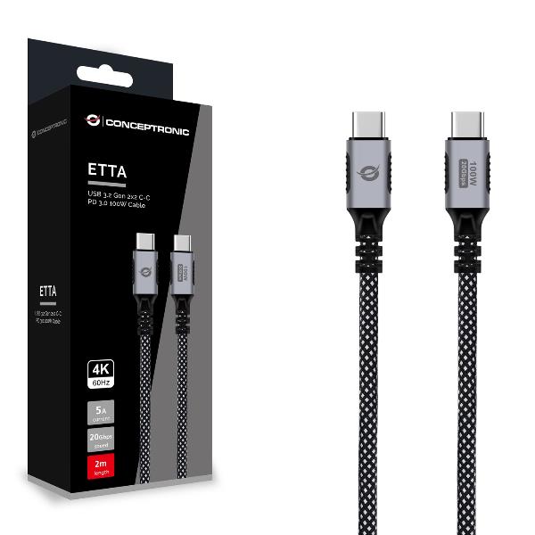 Cavo USB-C Conceptronic 3.2 Gen 2x2 2m PD 100W 20Gbps 4K60Hz - immagine 2