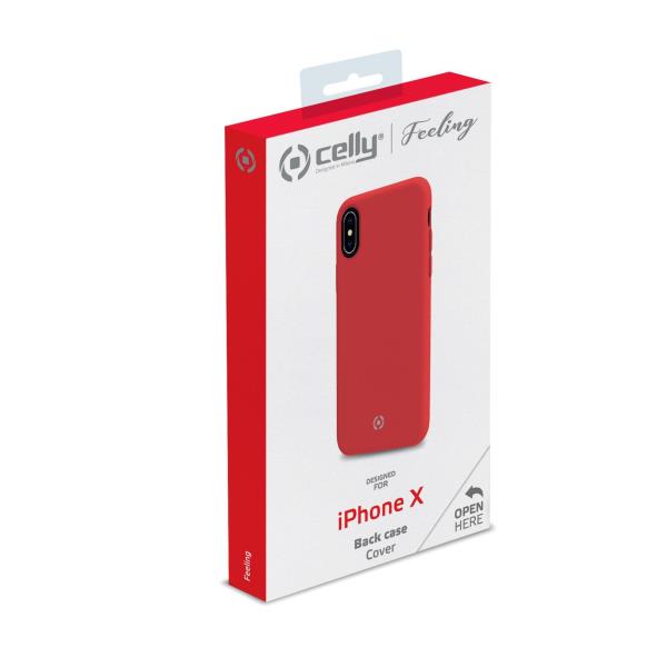 Cover Celly FEELING per iPhone Xs e iPhone X in Silicone Rosso - immagine 2