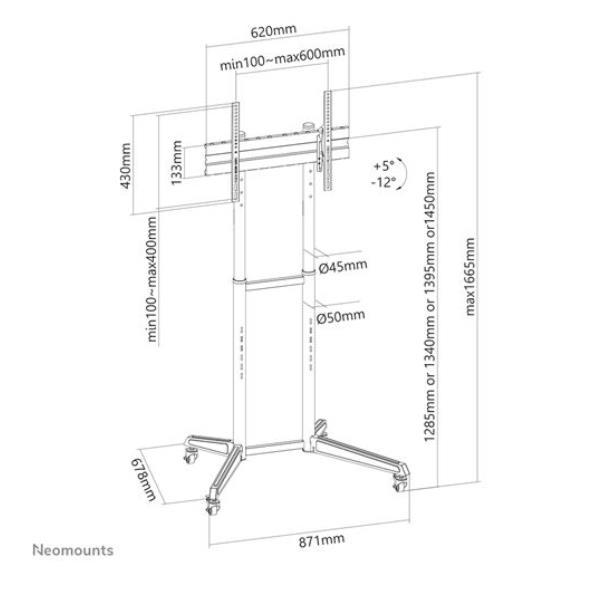 Staffa TV Neomounts FL50-540BL1 a Pavimento per Schermi fino a 70" 50kg - immagine 6