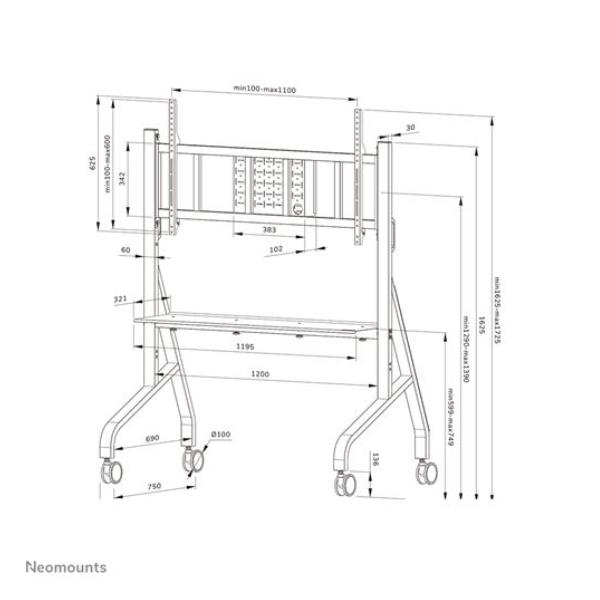 Supporto TV a Pavimento Neomounts FL50-575WH1 per Schermi fino a 110" 125kg - immagine 4