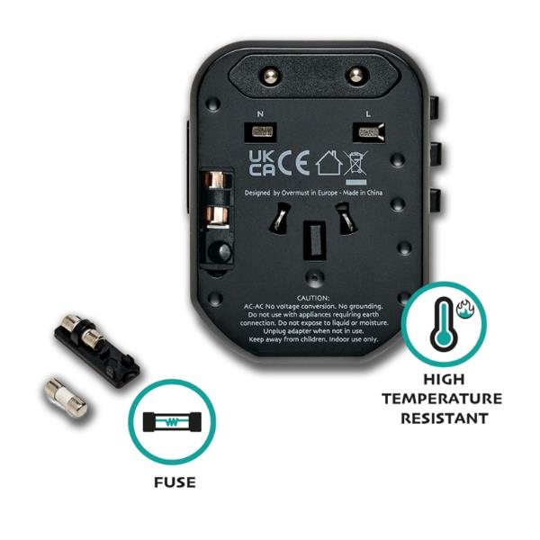 Adattatore da Viaggio Universale Prodotti Bulk per Notebook Nero - immagine 2