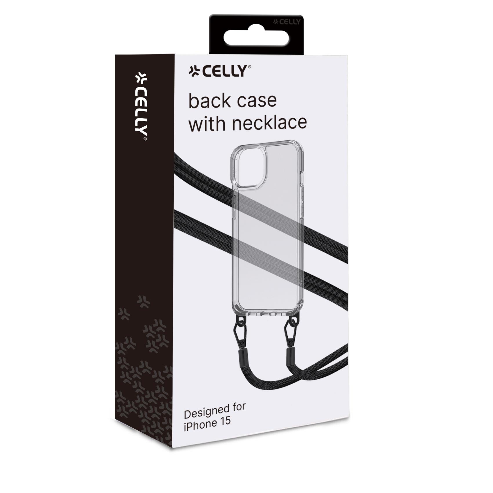 Cover iPhone 15 Celly Freedom Case Trasparente con Laccio - immagine 2