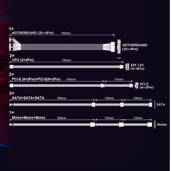 Alimentatore Gaming Bulk SPYCO 1000W Modulare 80 Plus Platinum PCIe 5.0 - immagine 2