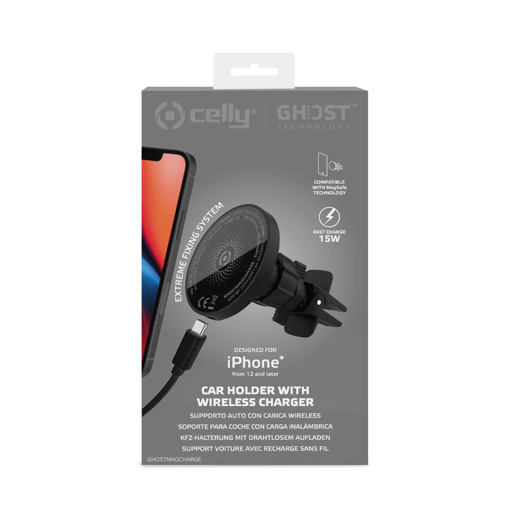 Supporto Auto Celly GhostMagCharge 15W Universale Magsafe - immagine 9