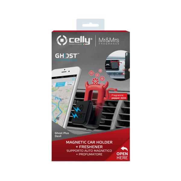 Supporto Auto Magnetico Celly Ghost Plus Devil Universale con Deodorante - immagine 5