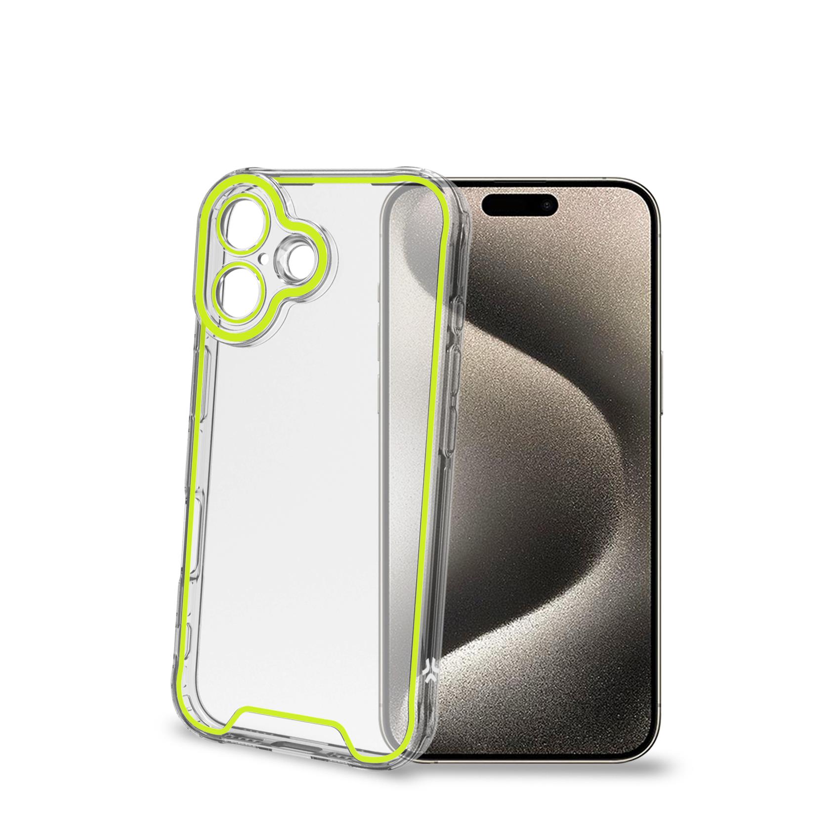 Cover iPhone 16 Celly GLOW Trasparente Gialla TPU - immagine 6