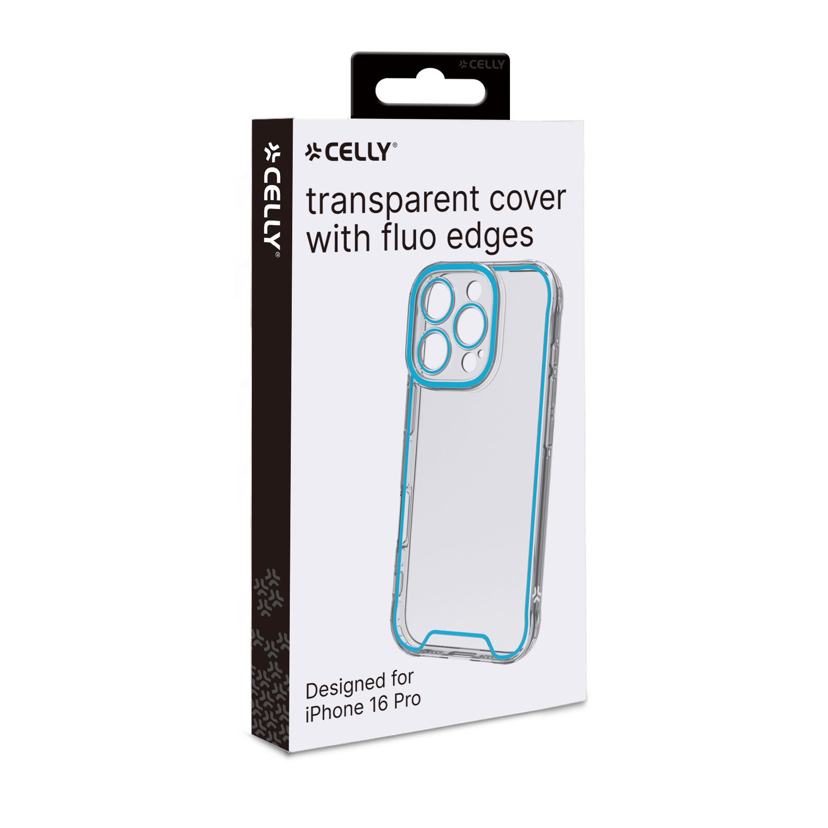 Cover iPhone 16 Pro Celly GLOW Trasparente Azzurro TPU - immagine 6