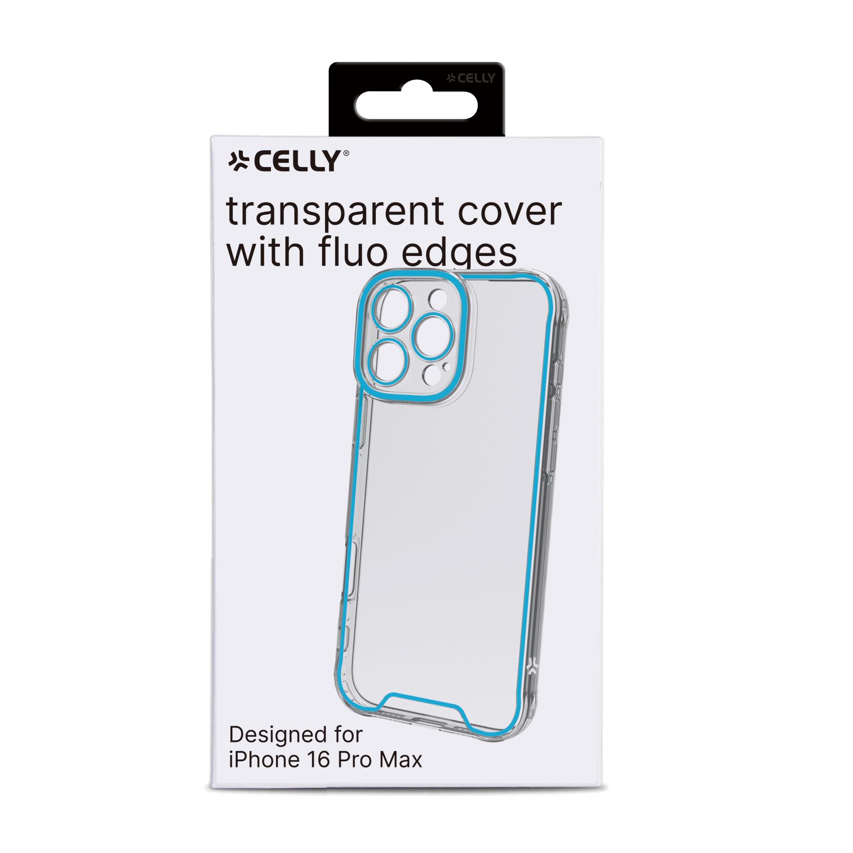 Cover iPhone 16 Pro Max Celly GLOW Trasparente Azzurro TPU - immagine 2