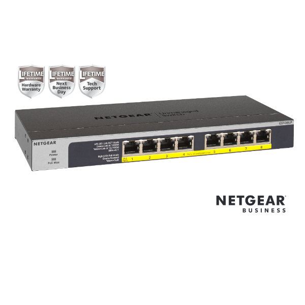 Switch Netgear GS108LP 8 Porte Gigabit PoE+ Unmanaged 60W - immagine 4