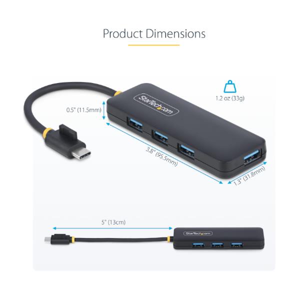 Hub USB Startech 4 Porte USB-C a USB-A 5Gbps Nero - immagine 3