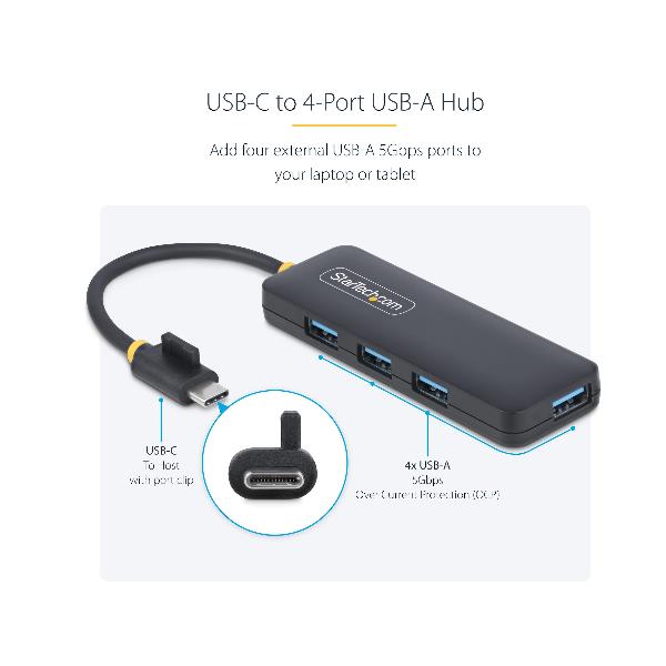 Hub USB Startech 4 Porte USB-C a USB-A 5Gbps Nero - immagine 6