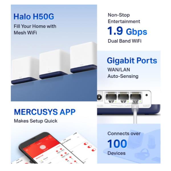 Router Mercusys HALO H50G (3 Pack) Mesh WiFi 6 Dual Band - immagine 6