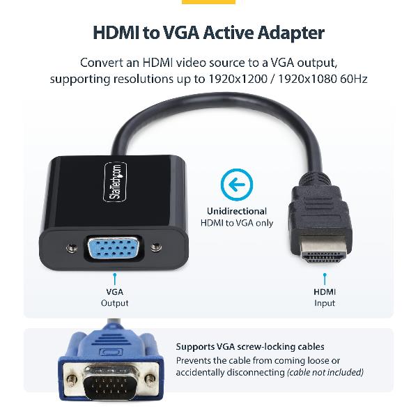 Adattatore HDMI a VGA Startech 1080p Nero - immagine 2