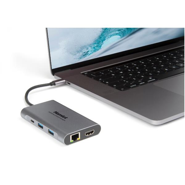 Docking Station USB-C Hamlet HDKC-PD400H 85W 3 USB 2 HDMI LAN - immagine 4