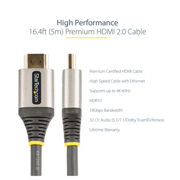Cavo HDMI 2.0 Startech Premium High Speed 5 metri - immagine 2