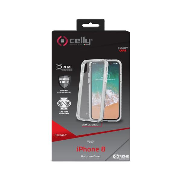 Cover Celly HEXAGON per iPhone Xs e iPhone X Trasparente - immagine 2