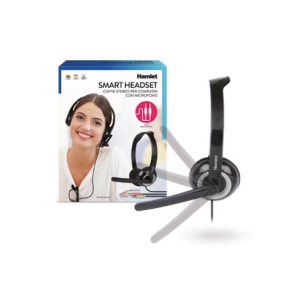 Cuffia con Microfono Hamlet HHEADMJK Doppio Jack 3.5mm USB Nero - immagine 3