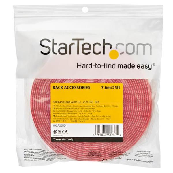 Nastro Sicurezza Rack Startech 7.6m Rosso Antistrappo - immagine 2