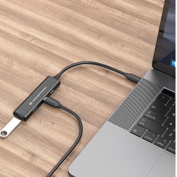 Hub USB 3.0 Conceptronic 4 Porte Alluminio 2x USB-C + 2x USB-A - immagine 3