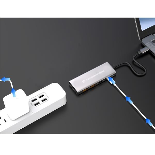 Hub USB 3.2 Conceptronic 4 Porte 10Gbps 2xUSB-C 2xUSB-A PD 100W - immagine 3