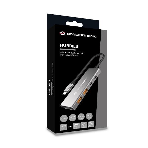 Hub USB 3.2 Conceptronic 4 Porte 10Gbps 2xUSB-C 2xUSB-A PD 100W - immagine 5