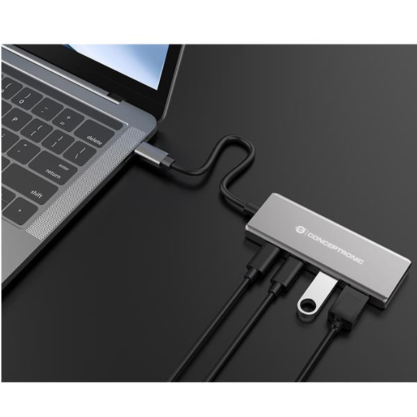 Hub USB 3.2 Conceptronic 4 Porte 10Gbps 2xUSB-C 2xUSB-A PD 100W - immagine 7