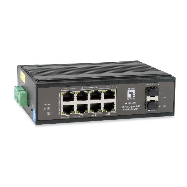 Switch Industriale Level One IGP-1031 10 Porte Gigabit PoE 240W DIN-Rail - immagine 2