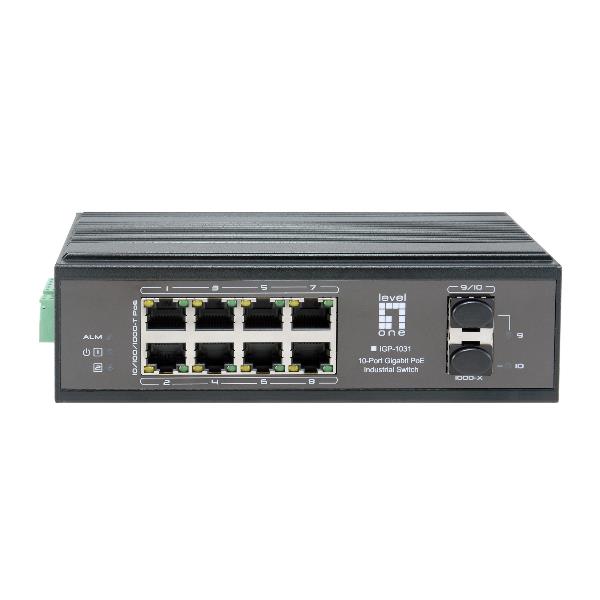 Switch Industriale Level One IGP-1031 10 Porte Gigabit PoE 240W DIN-Rail - immagine 6