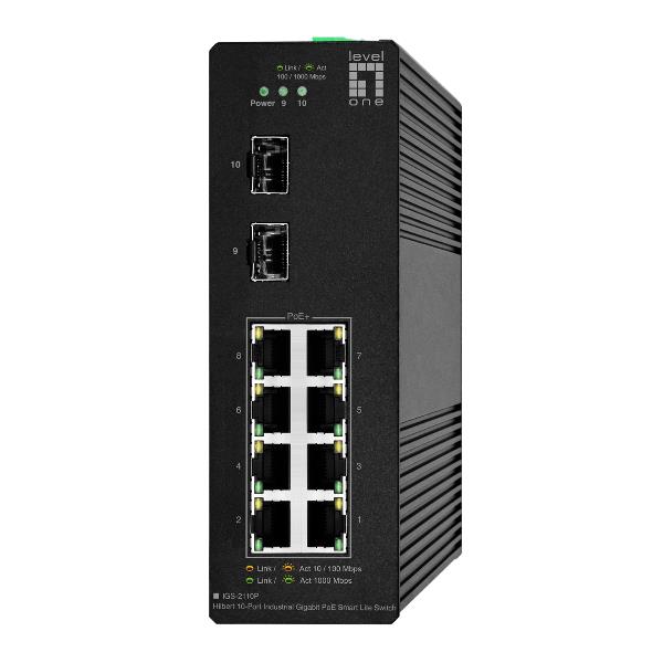Switch Industriale Level One IGS-2110P 10 Porte Gigabit PoE 110W Smart DIN Rail - immagine 2