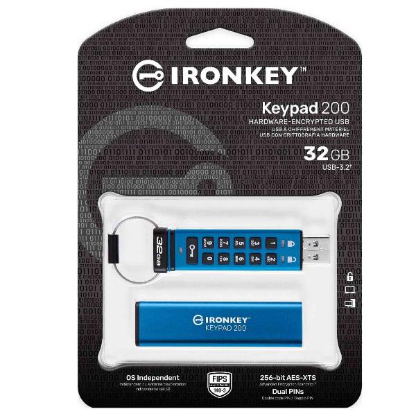 Chiavetta USB Kingston IronKey Keypad 200 32GB USB 3.2 Crittografata - immagine 3
