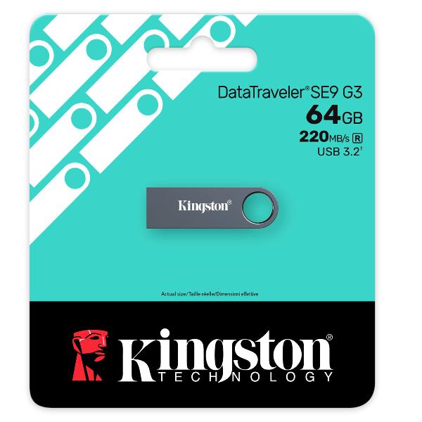 Chiavetta USB Kingston DataTraveler SE9 G3 64GB USB 3.2 Grigio - immagine 3