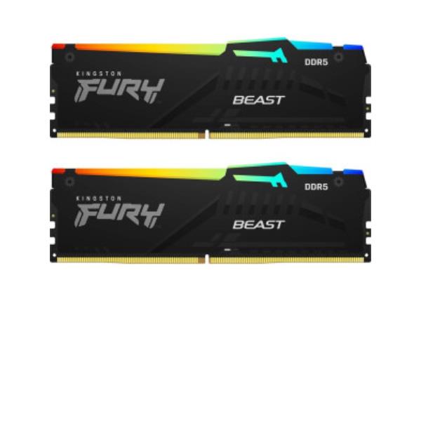 RAM DDR5 Kingston FURY Beast Black RGB 32GB Kit 2x16GB 5600MHz XMP - immagine 2