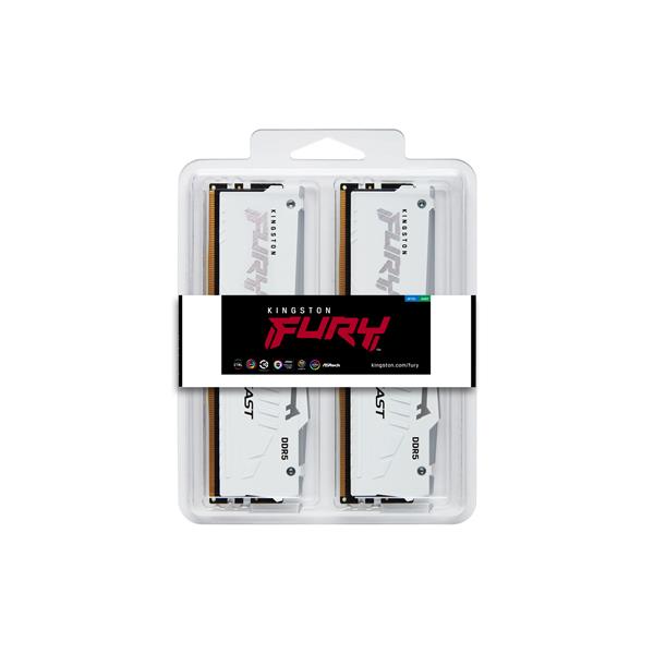 Moduli di Memoria Kingston FURY Beast 64GB DDR5 6000MHz CL30 White RGB EXPO - immagine 4
