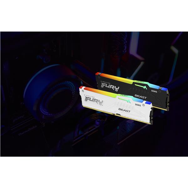 Modulo di Memoria Kingston FURY Beast 16GB DDR5 6000MHz CL30 White RGB EXPO - immagine 5