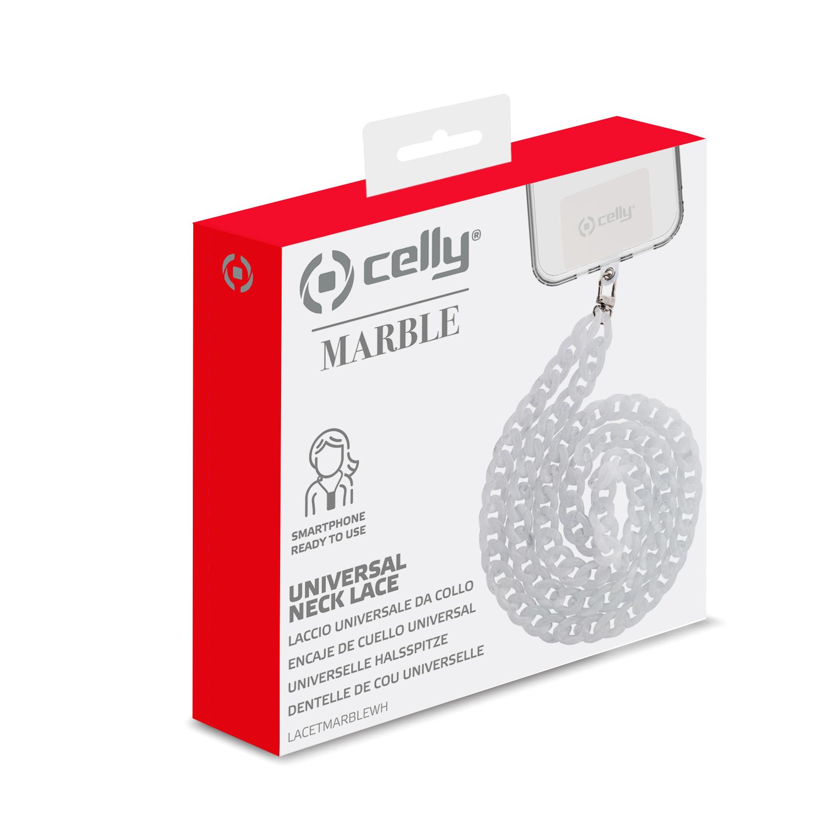 Cover Smartphone Celly LACETMARBLE Catena Collo Universale Bianco - immagine 4