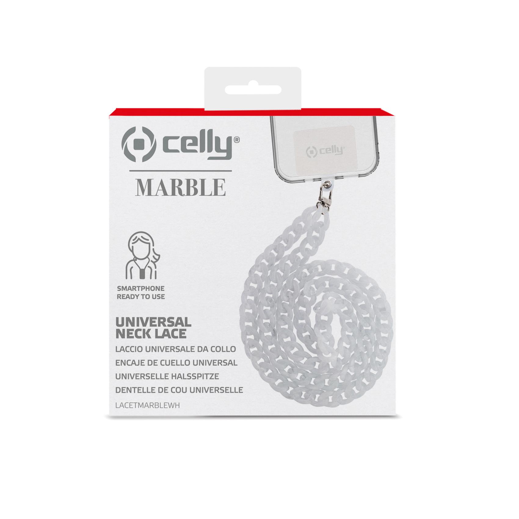 Cover Smartphone Celly LACETMARBLE Catena Collo Universale Bianco - immagine 5