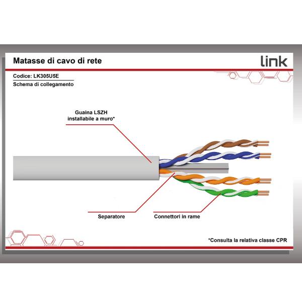 Cavo Rete Cat-5E UTP LSZH Bulk 305m Grigio Prodotti Bulk - immagine 4