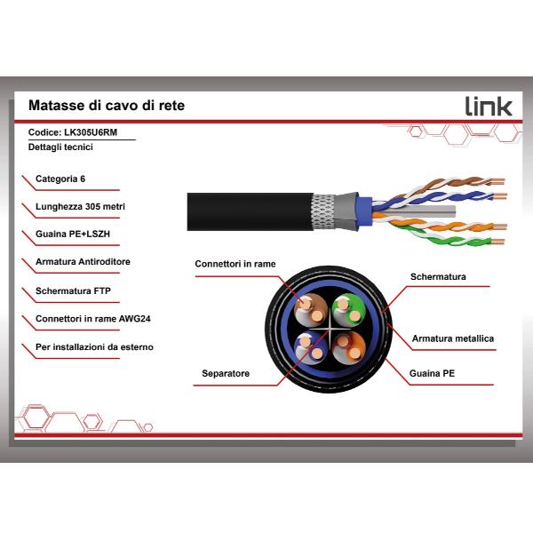 Cavo Ethernet Cat-6 UTP LSZH Matassa 305m Prodotti Bulk - immagine 5