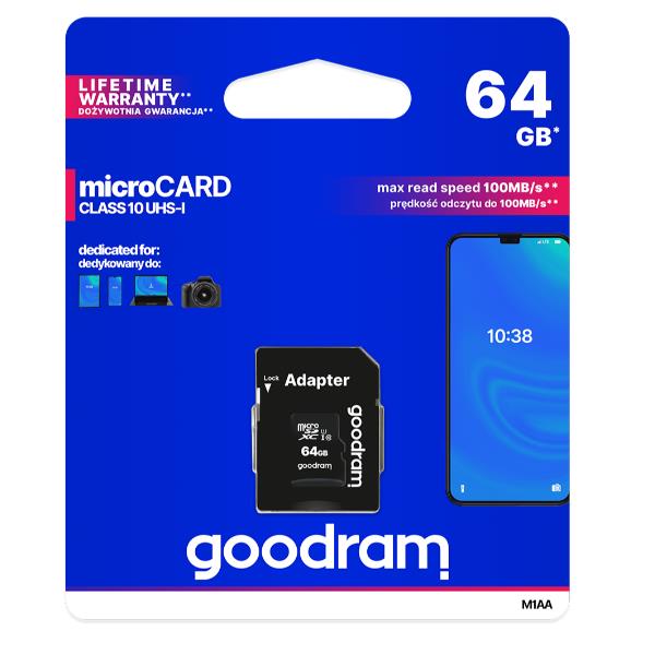 Memory Card Micro SD Goodram M1AA 64GB Classe 10 100MB/s - immagine 4