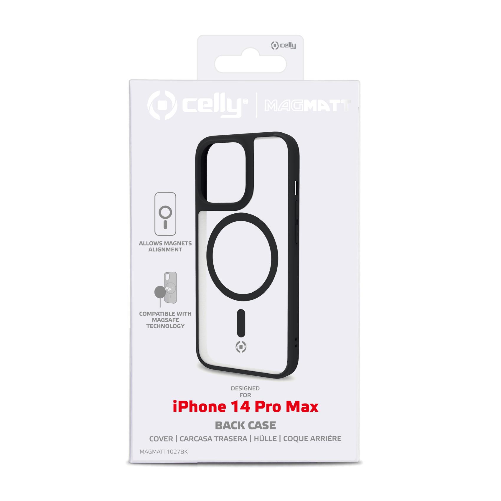 Cover Celly MAGMATT per iPhone 14 Pro Max Trasparente Nera - immagine 5